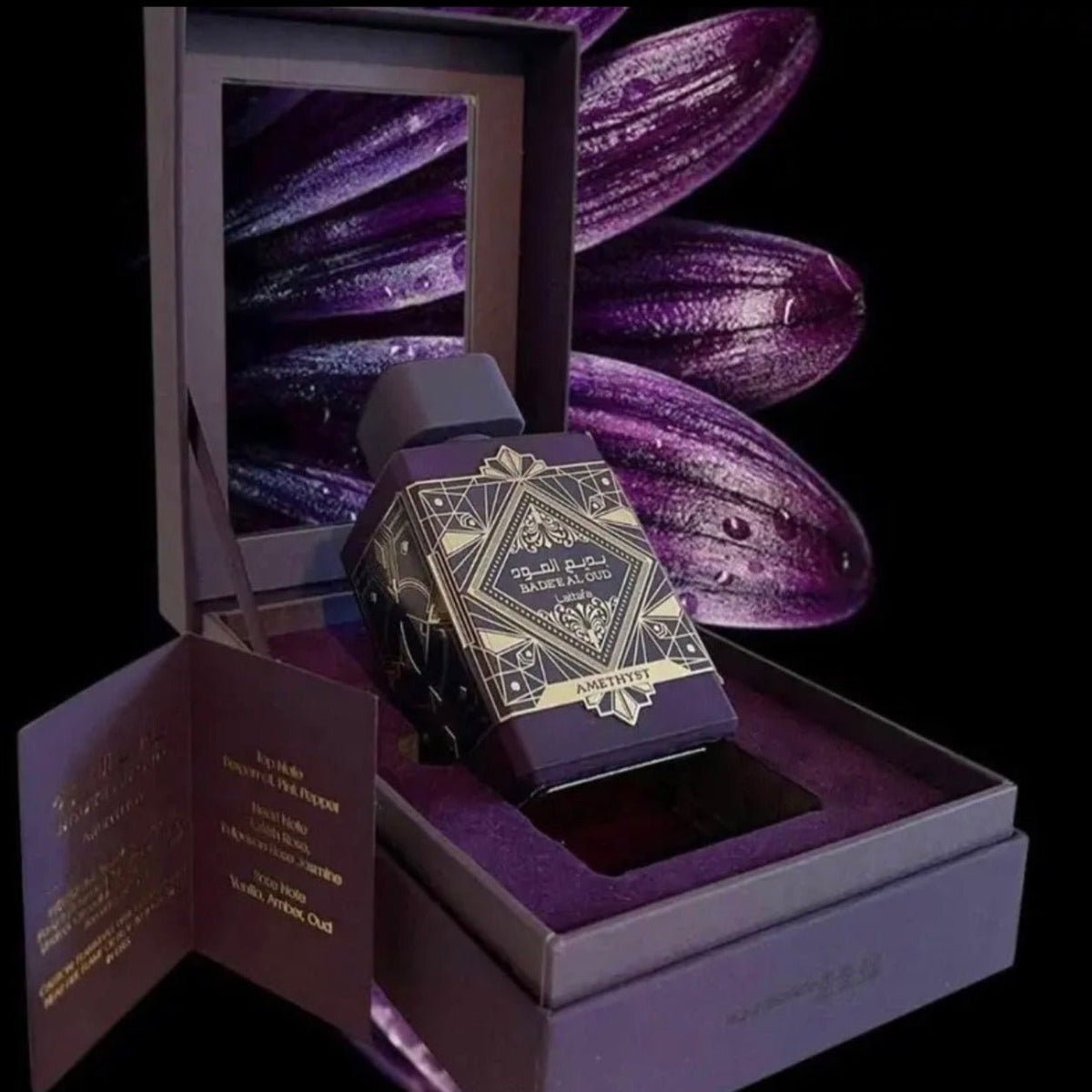 Lattafa Badee Al Oud Amethyst EDP 100ml - Long - Lasting Unisex Fragrance with Floral, Woody, and Sweet Notes - arabiesperfume